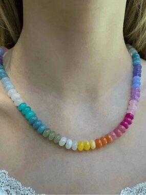 Rainbow Beaded Necklace Q251